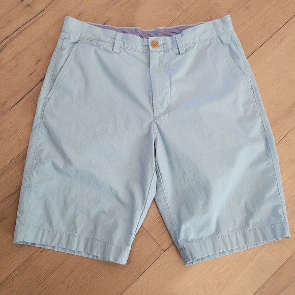 J. Crew Shorts J Crew Club Shorts Light Blue Flat Front Mens Sz 32